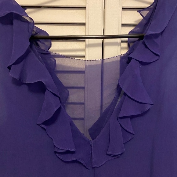 Vera Wang Silk Georgette Tie Waist Ruffle Dress - Picture 6 of 11